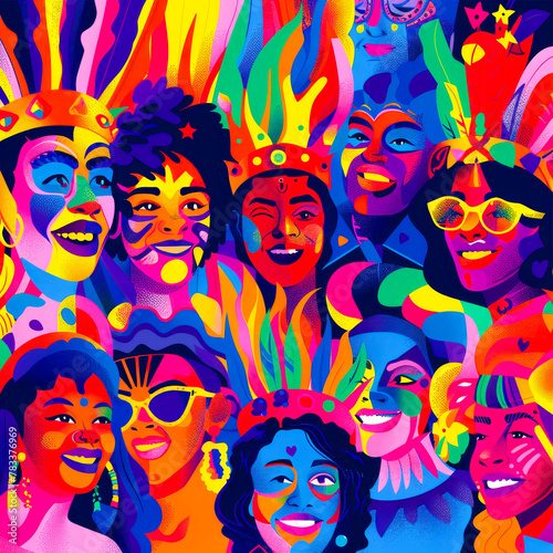 Colorful LGBT Diversity Carnival Scene in Flat Illustration 