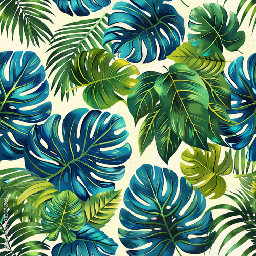Vibrant Green Leaves Seamless Pattern for Eco-Friendly Backgrounds and Nature-Themed Designs © Dominique