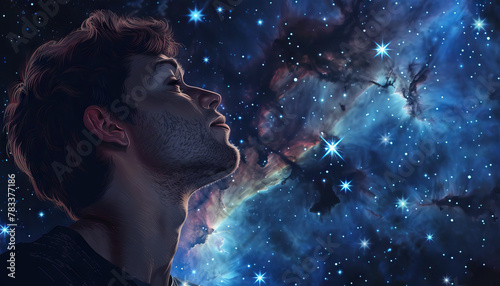 He gazed at the stars, wondering about the vastness of the universe and his place in it