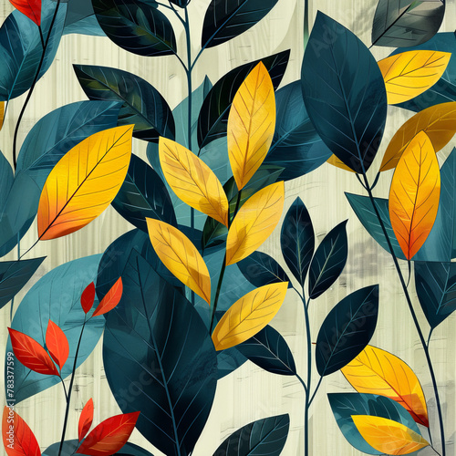 Wallpaper Mural Vibrant Green Leaves Seamless Pattern for Eco-Friendly Backgrounds and Nature-Themed Designs Torontodigital.ca