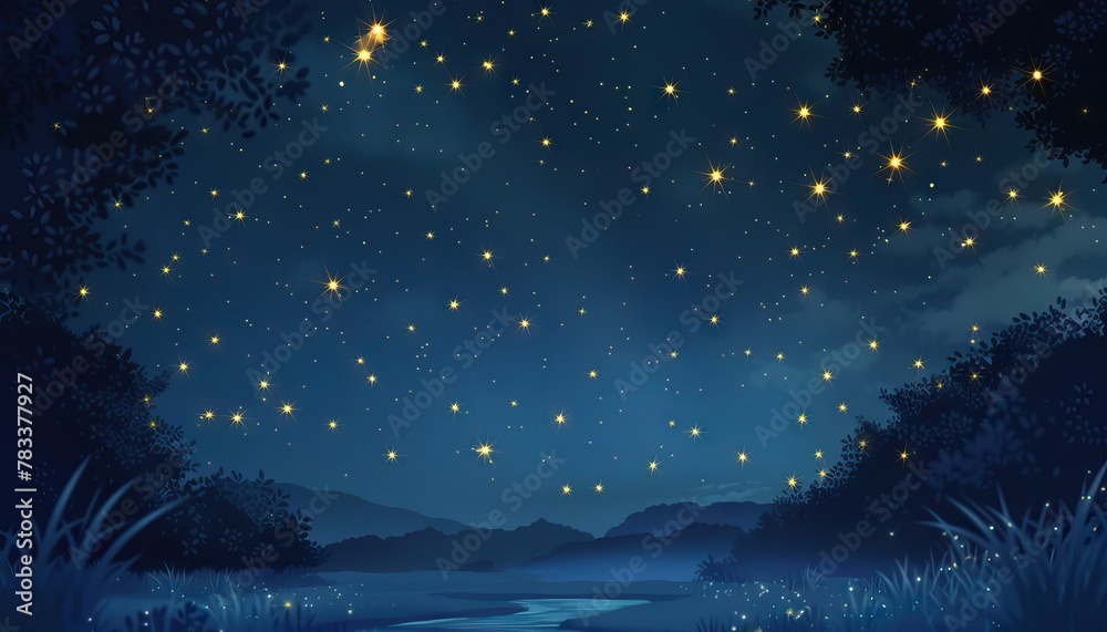 The stars twinkled like diamonds in the velvet sky, casting a magical glow over the midnight landscape