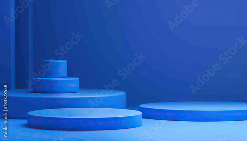 Cobalt Cool: Blue Podiums Providing a Chic and Contemporary Background for Products.