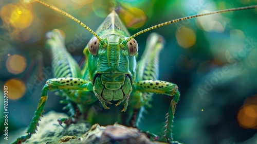 highresolution closeup of a green locust detailed nature photography illustration