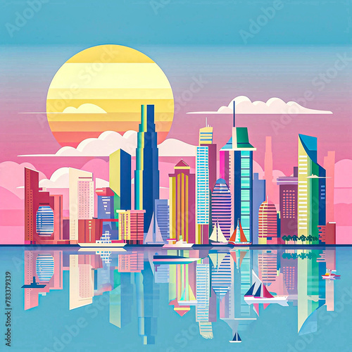 Manila flat vector gradient skyline illustration