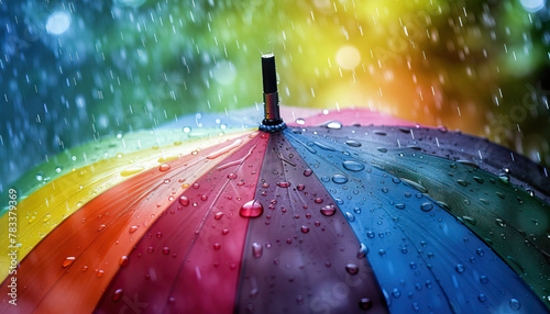The upside-down umbrella caught rainbows instead of raindrops, creating a kaleidoscope of colors photo
