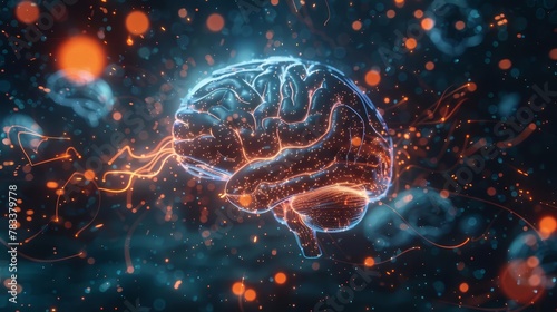 human brain neurons firing neural extensions limbic system anatomy scientific 3d illustration photo