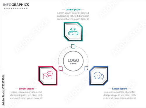 Circle infographic template with 3 options for presentations. Vector infographic design template. diagram, number options. Data visualization. Business concept with 3 steps, three process.