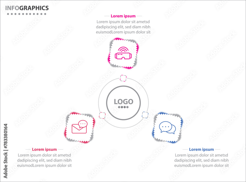 Fototapeta premium Circle infographic template with 3 options for presentations. Vector infographic design template. diagram, number options. Data visualization. Business concept with 3 steps, three process.