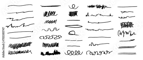 A collection of black lines and curves, some of which are wavy and others are straight. The lines vary in length and thickness, and they seem to be drawn with a pencil or pen photo