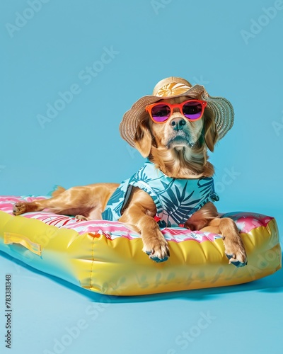 dog on swimming mattress © Vlad Kapusta