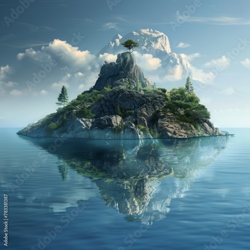 Island in the sea. sunny day.