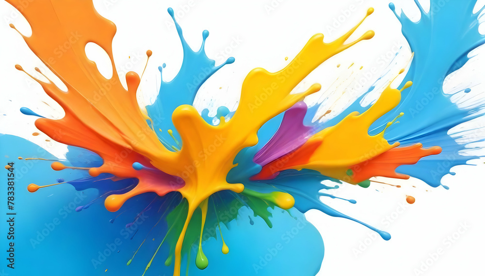 Naklejka premium A dynamic and colorful image featuring a splash of paint, capturing movement and the interplay of various colors
