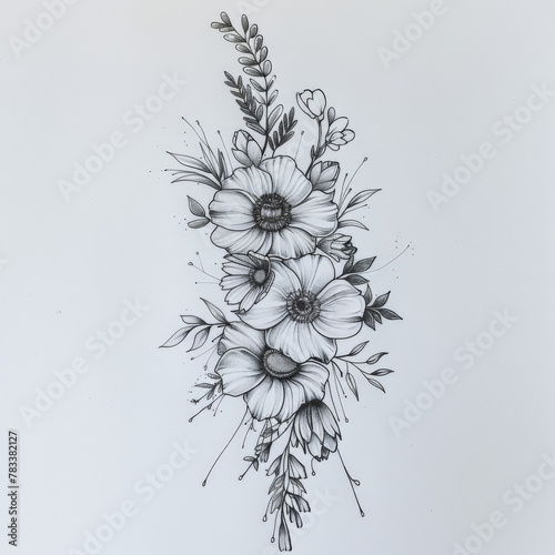 flower, floral, vector, pattern, nature, illustration, plant, drawing, leaf, vintage, design, art, sketch, blossom, decoration, black, flowers, summer, card, invitation, seamless, spring, decor, ornam photo