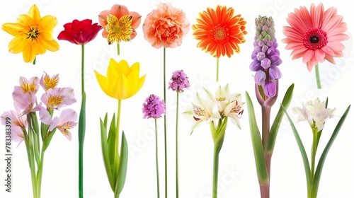 Set of different beautiful flowers on white background © Matthew