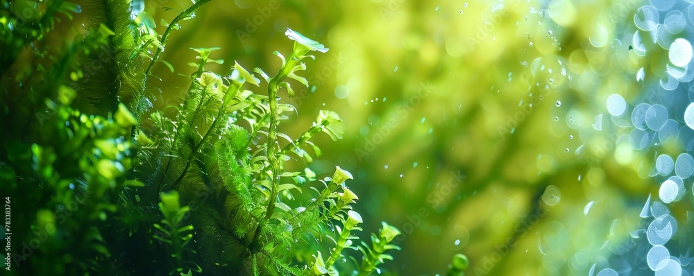 Green seaweed underwater.