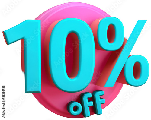 a pink and blue sign with the number ten off. Transparent Background PNG © LUPACO PNG