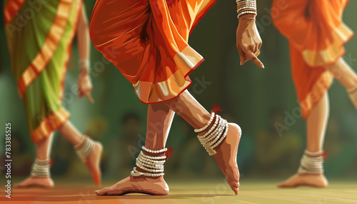 Indian Classical Dance Performance: A graceful performance of Indian classical dance forms such as Bharatanatyam, Kathak, or Odissi, showcasing intricate footwork and expressive gestures photo