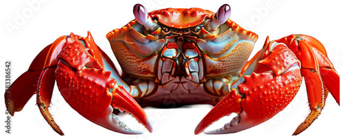 a crab with a red body and yellow legs. Transparent Background PNG photo