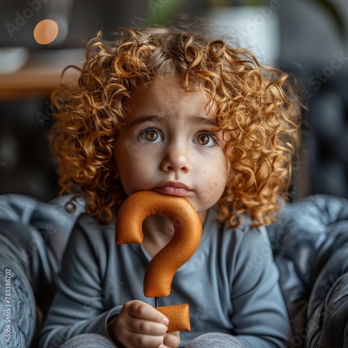 Cute toddler with a questio...
