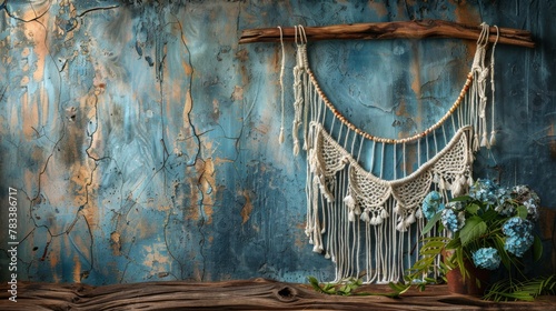 Wooden Table With Vase of Flowers