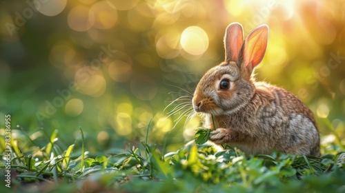 Small Rabbit Sitting in Bushes
