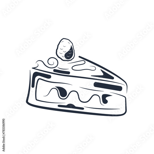 Cheesecake line art logo