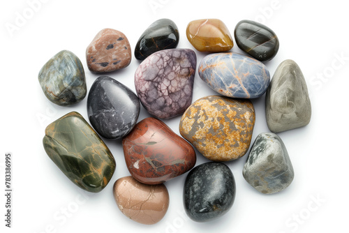 A collection of rocks of various colors and sizes photo