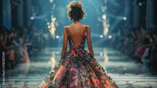 Womans Dress Back View on Runway