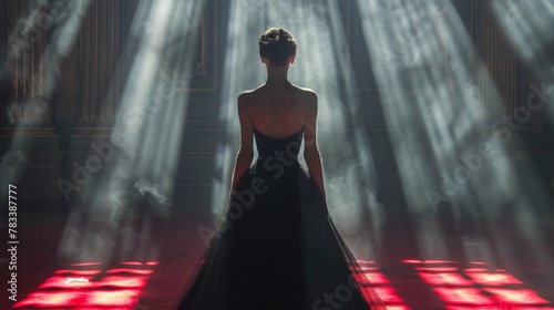 Womans Dress Back View on Runway