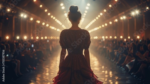 Womans Dress Back View on Runway