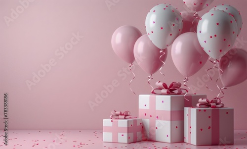 Pink Balloons Floating Through the Air