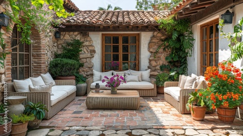 Patio With Couch, Chairs, and Rug