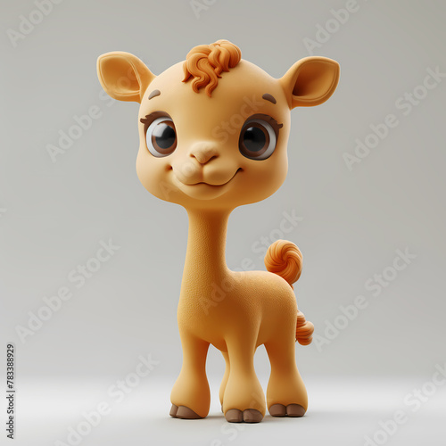 A cute and happy baby camel 3d illustration