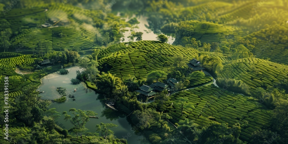 agricultural fields bird's eye view Generative AI