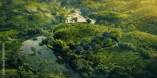 agricultural fields bird s eye view Generative AI