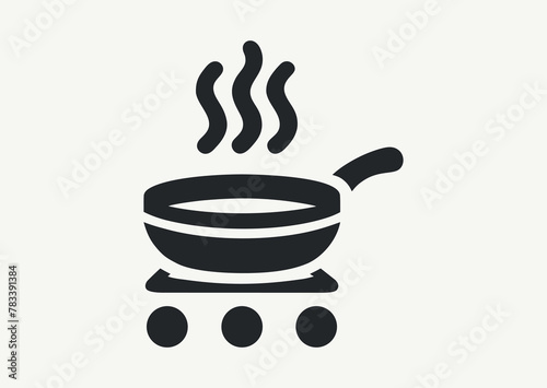 Pictogram of hot frying pan on induction stove