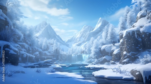 AI-generated adventurers embarking on a quest to find a legendary winter artifact, facing challenges and puzzles in a magical, snow-covered realm