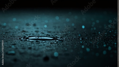 teal to dark black background with water drops from Generative AI © SevenThreeSky