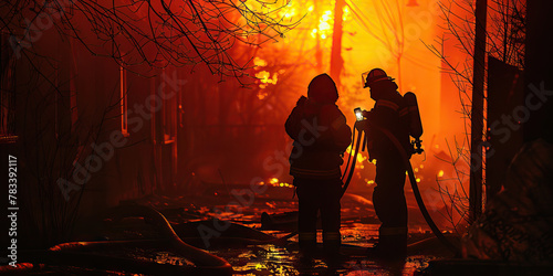 Arson Investigation: Fire Investigators Examining the Scene of a Fire. Fire Pattern Analysis and Cause Determination