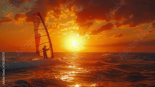 Sailboat Sailing the Ocean at Sunset
