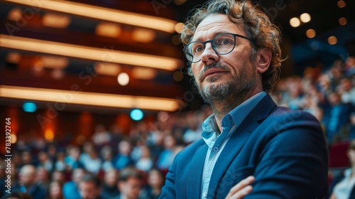 Man Standing in Front of Crowd of People