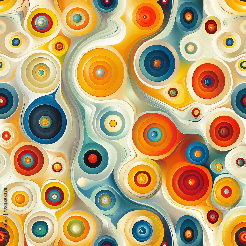 Abstract Colorful Circles Seamless Pattern on a Light Background