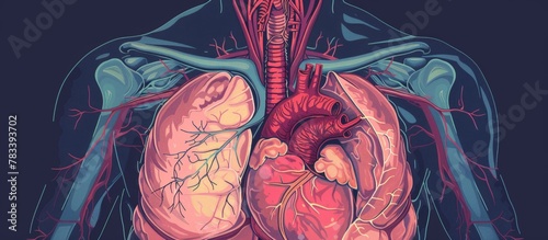 Human heart and lungs in close-up view, showcasing the vital organs of the body