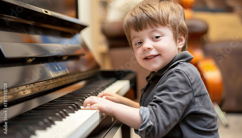 Music Therapy Journey: Child with Down Syndrome Finds Joy and Confidence Through Piano Lessons. Learning Disability.