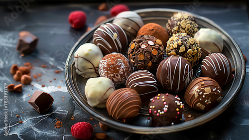 A gourmet collection of homemade chocolate truffles a sweet indulgence, AI Generative.