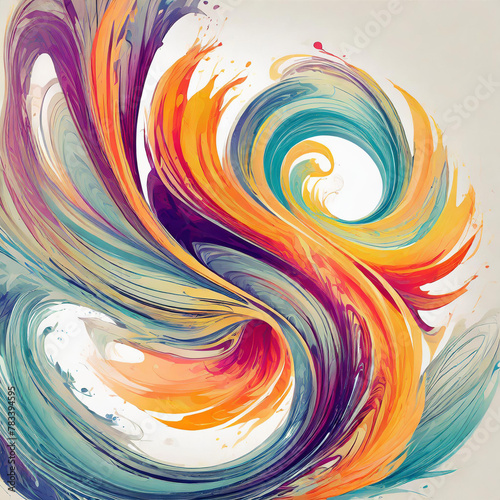 Wallpaper Mural harmonious splashy colorful patterns bright colors swirling in an abstract shape isolated on a background Torontodigital.ca