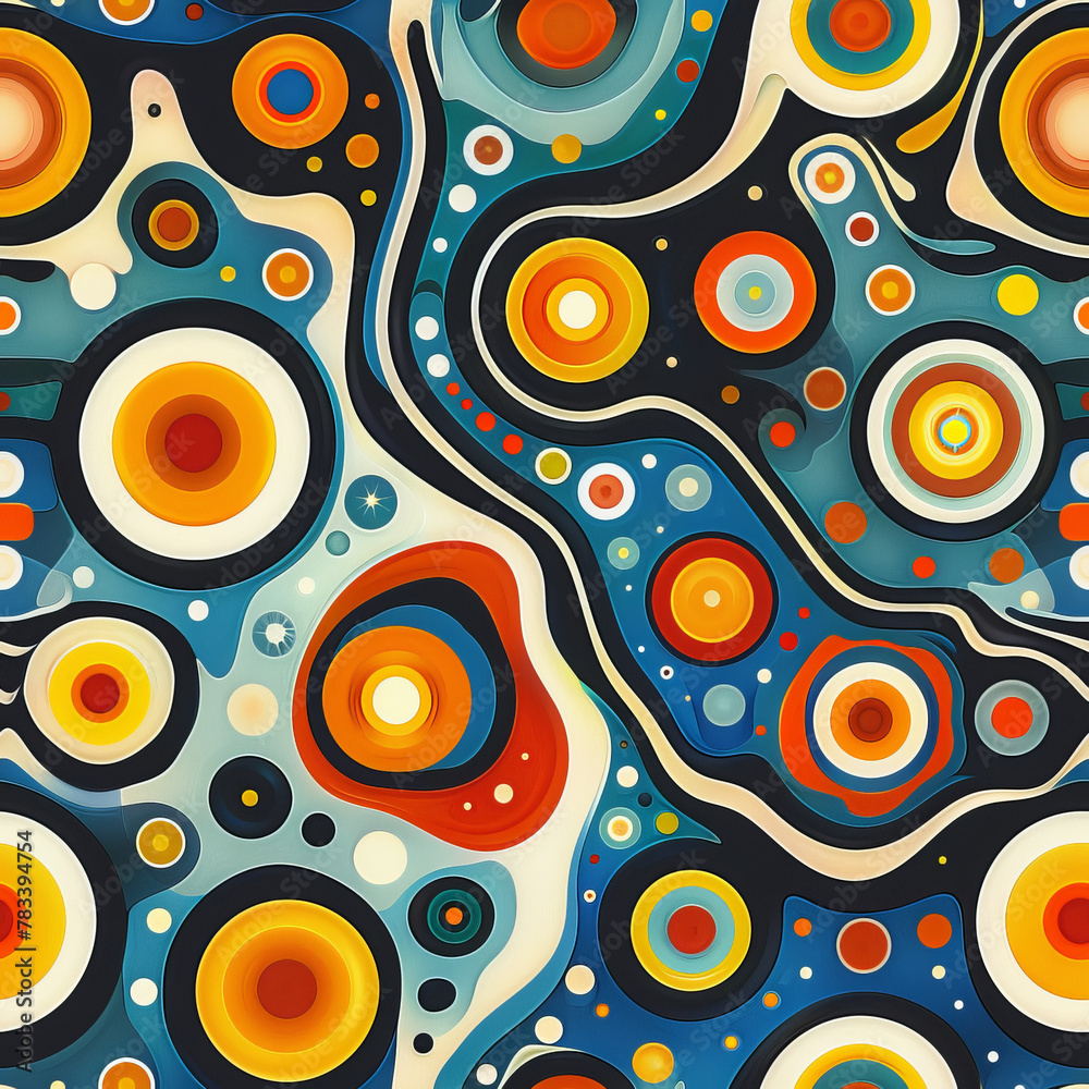 Abstract Colorful Circles Seamless Pattern on a Light Background