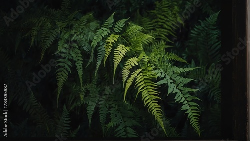art fern leaves frame background from Generative AI
