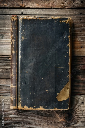 Photo Album, Vintage photo album on a rustic wooden surface