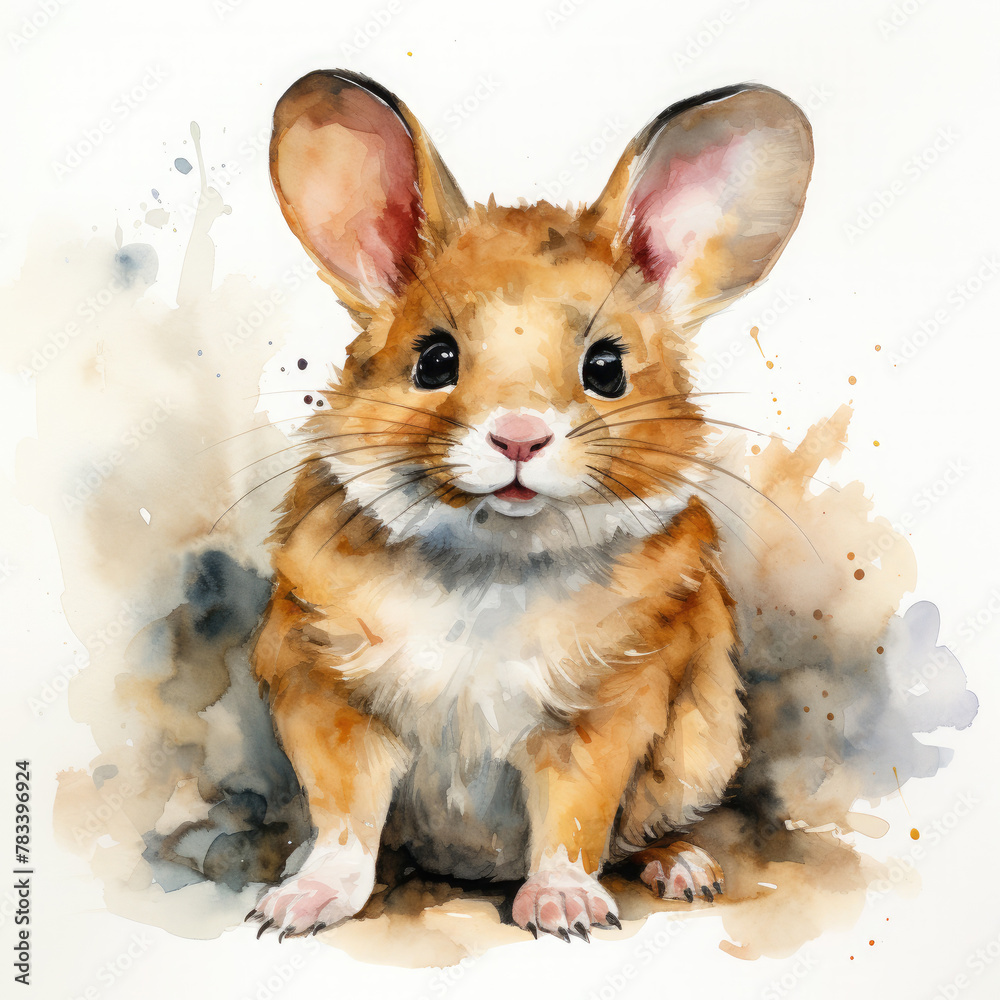 Obraz premium Watercolor Hamster, clipart Illustration, Generative Ai